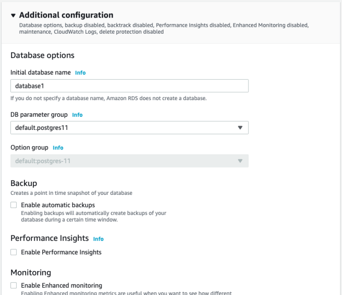 Additional configuration options