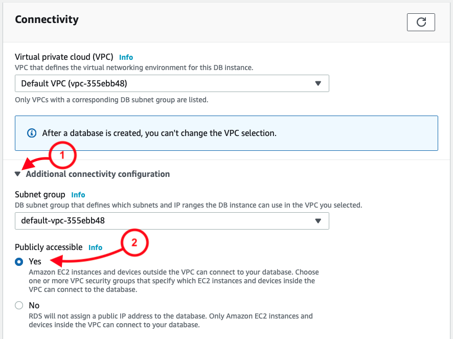 Connectivity choose publicly accessible