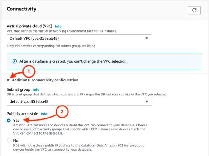 Connectivity choose publicly accessible