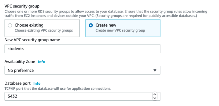 Security group settings