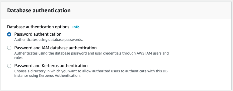 Database authentication options